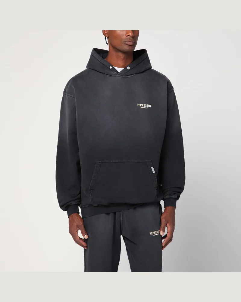 REPRESENT Verwaschenes schwarzes Oversize-Kapuzen-Sweatshirt Schwarz