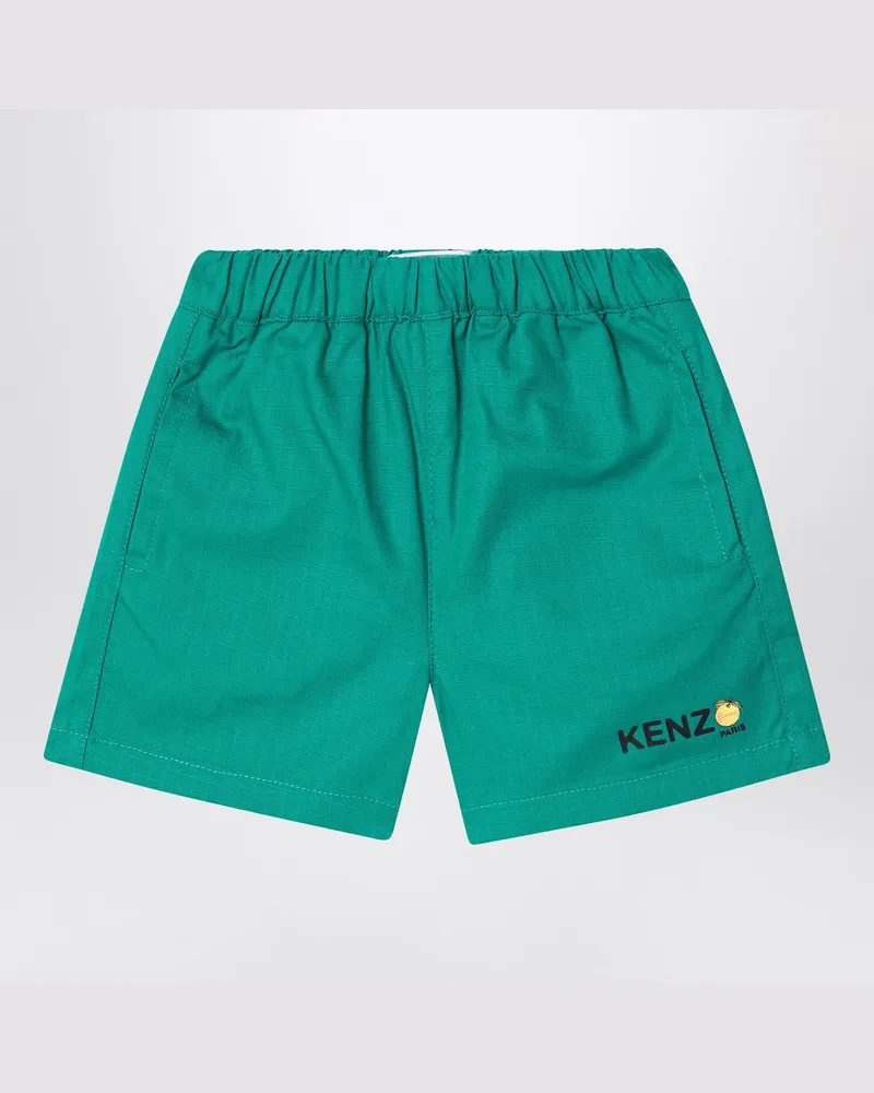 Kenzo Grüne Baumwoll-Shorts mit Logo Green