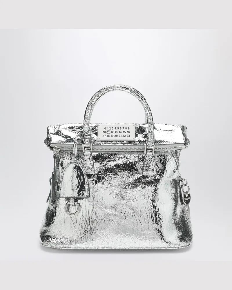 Maison Margiela 5AC Classique Mini Tasche aus silbernem Metallic-Leder Metallisch