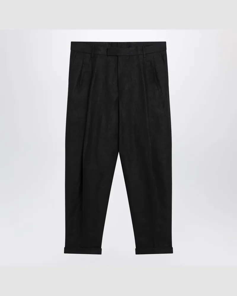 Dolce & Gabbana Schwarze Hose aus Leinen-Canvas Black