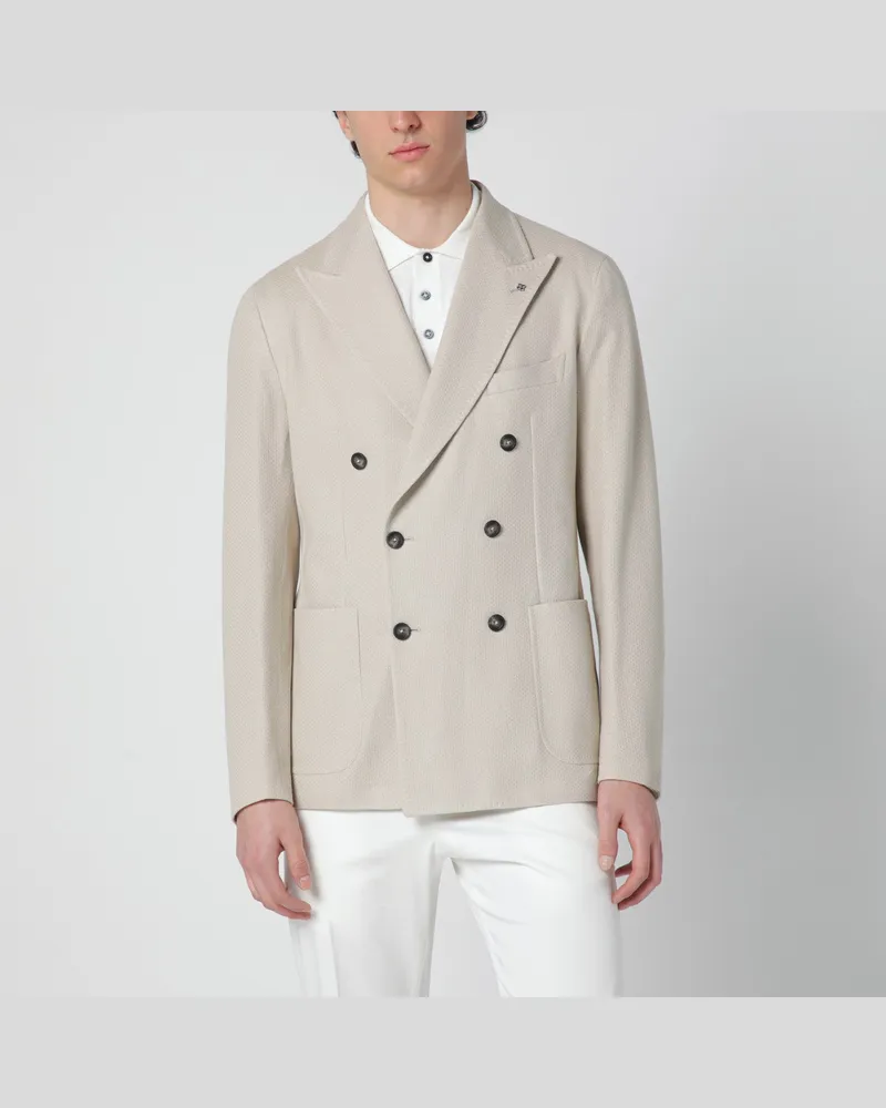 Tagliatore Beige doppelreihige Jacke aus Baumwolle Beige