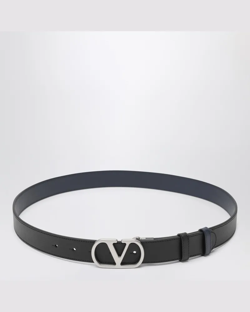 Valentino Garavani Beidseitig tragbarer Vlogo Signature-Gürtel Schwarz/Marine 