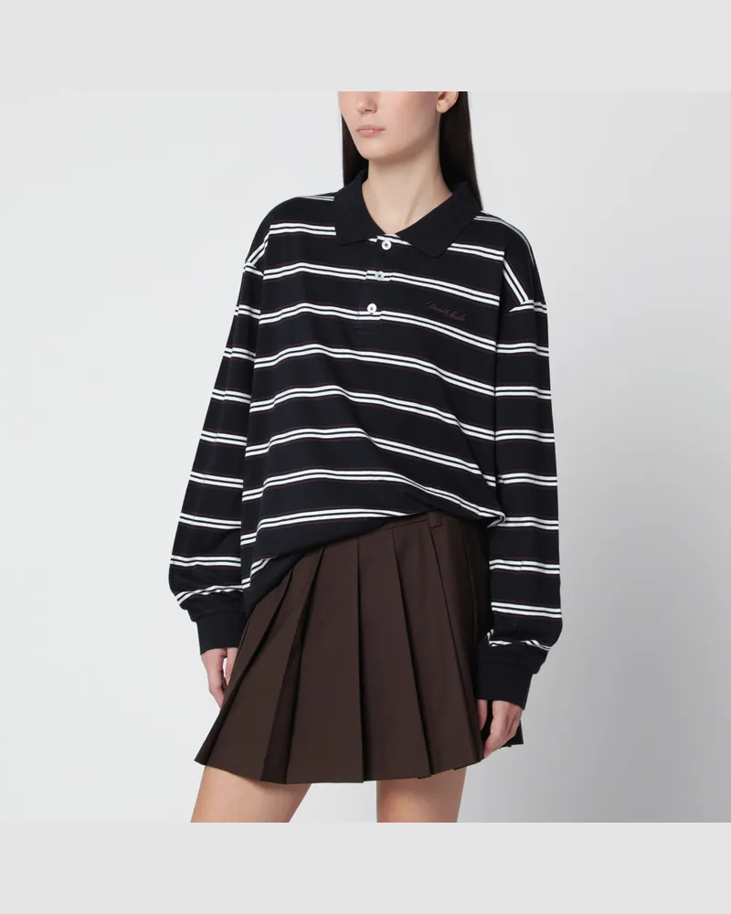 Dunst Navy blue striped T-shirt in cotton jersey Blue