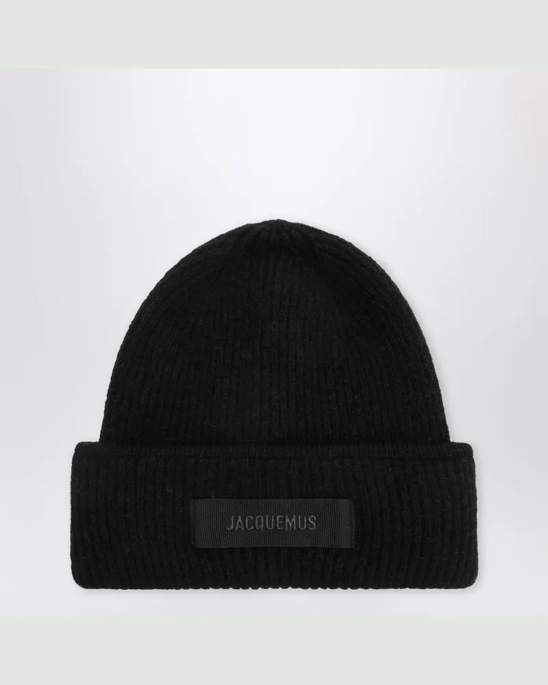 Jacquemus Black Gros Grain beanie in alpaca blend Black
