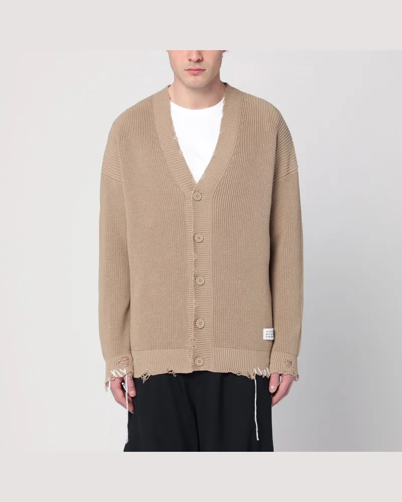Maison Margiela Beige Strickjacke aus Baumwolle mit Abnutzungen