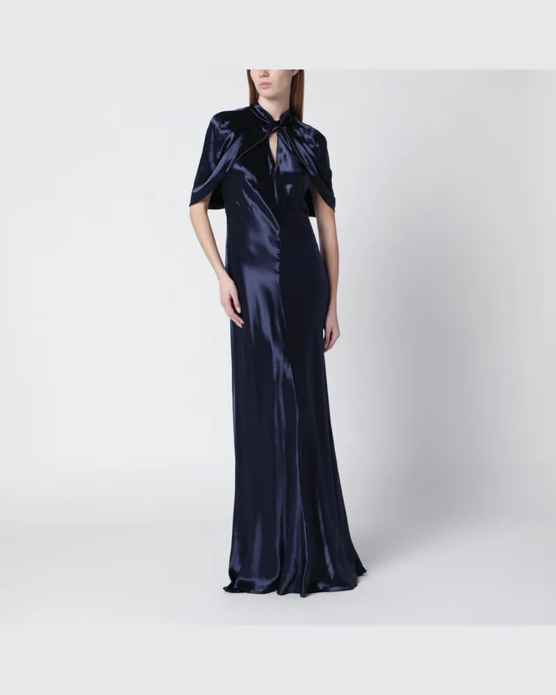 Alberta Ferretti Langes blaues Kleid aus glänzendem Satin Blue