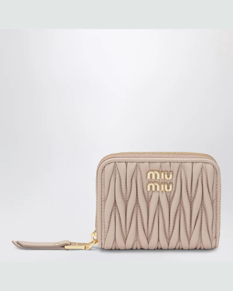 Miu Miu Puderfarbene Münzgeldbörse aus gestepptem Nappaleder Pink