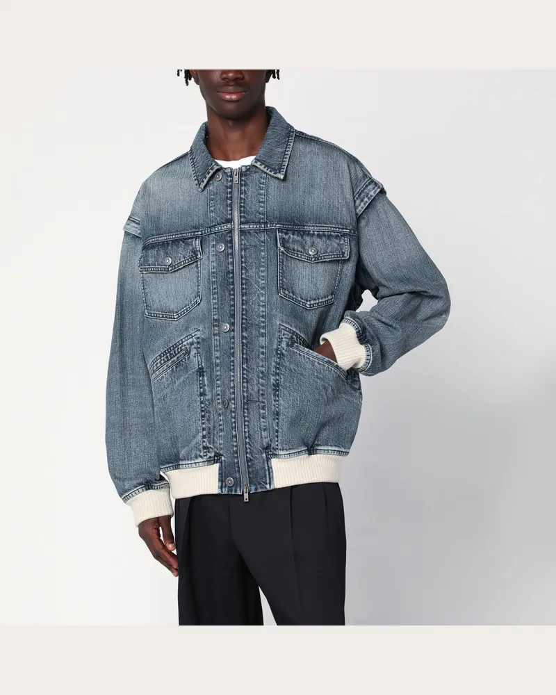Golden Goose Bomber blau gewaschener Effekt in Denim Blau