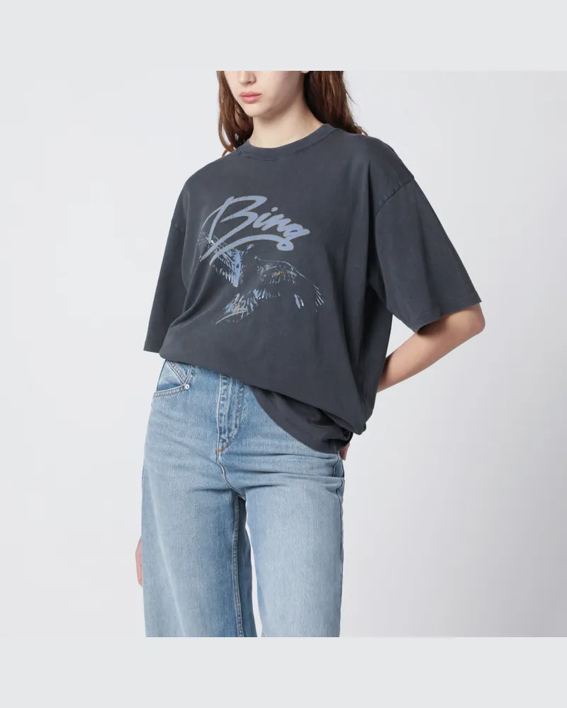 Anine Bing Spencer Eagle T-Shirt in verwaschenem Schwarz Black