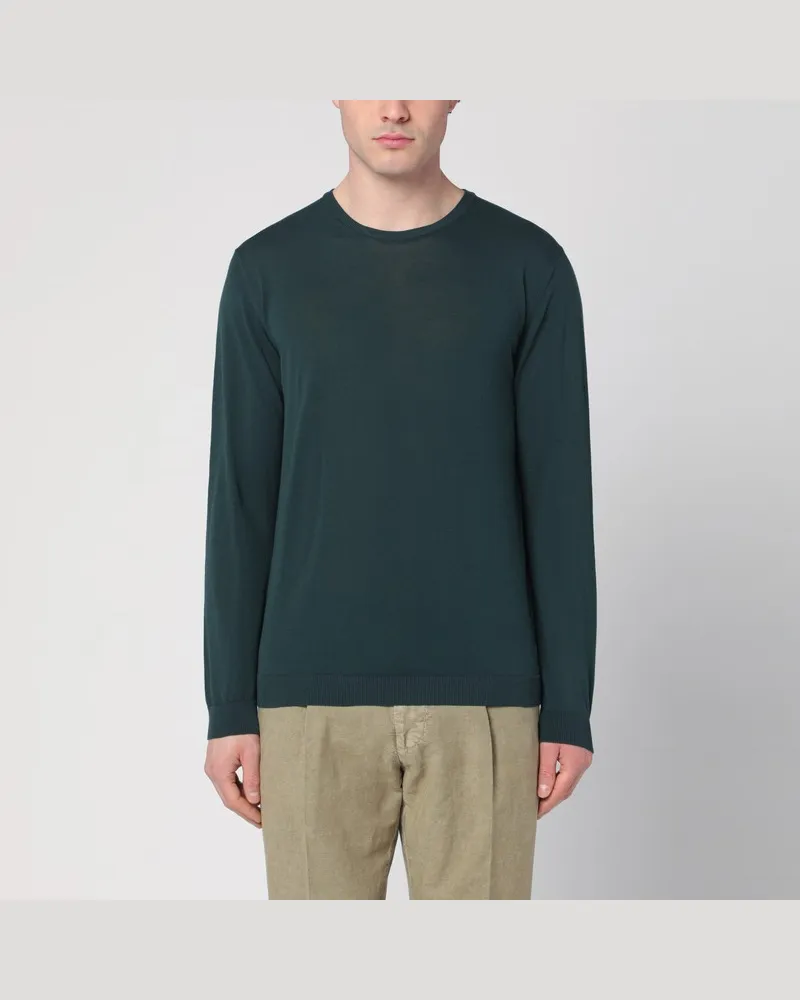 Roberto Collina Dunkelgrüner Pullover aus Baumwolle Grün