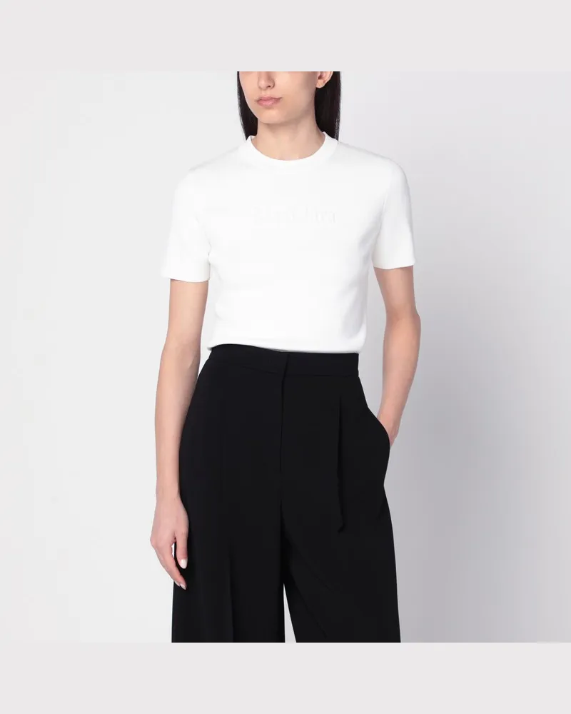 Max Mara Weißes T-Shirt aus Viskose-Crêpe Weiß