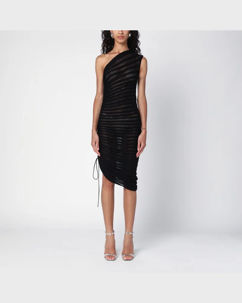 Alaïa Schwarzes asymmetrisches Kleid in durchbrochener Optik Schwarz