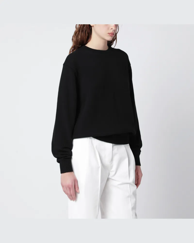 Totême Schwarzer Rundhalspullover aus Baumwolle Black