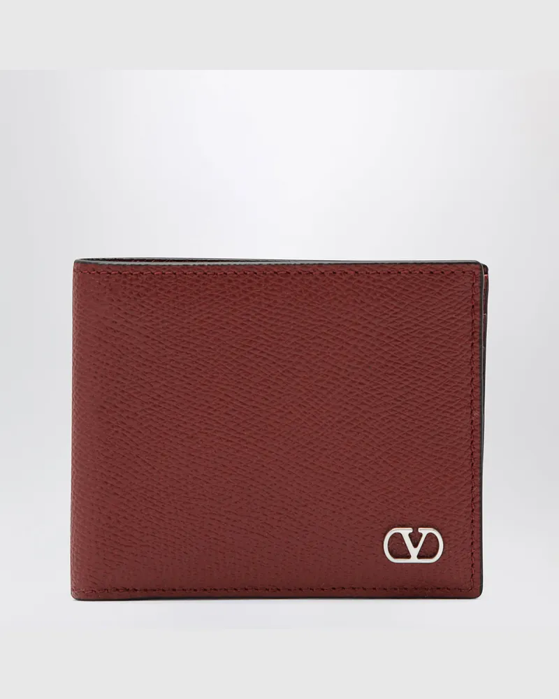 Valentino Garavani Dunkelrotes Vlogo Signature Bi-Fold-Portemonnaie Red