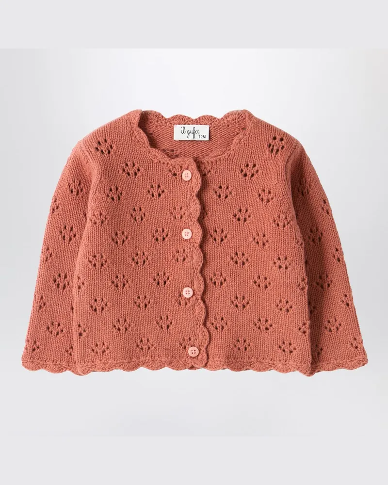 Il Gufo Rosa Cardigan mit Ajourmuster Rosa