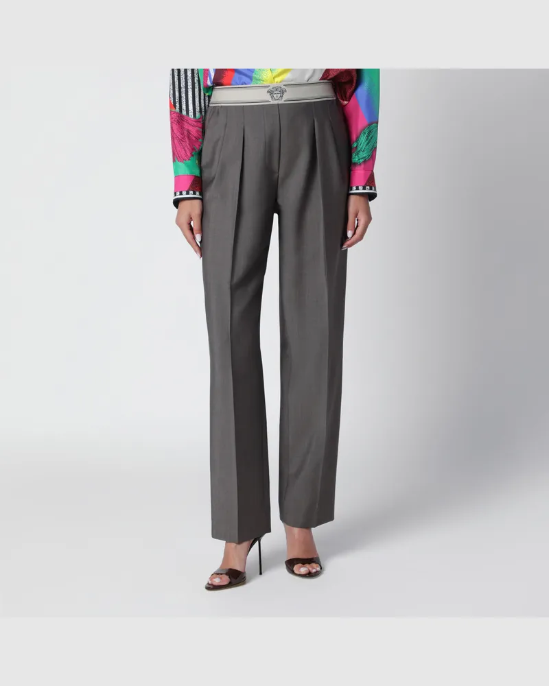 Versace Leichte Hose in Grau aus Mohairwolle Grey