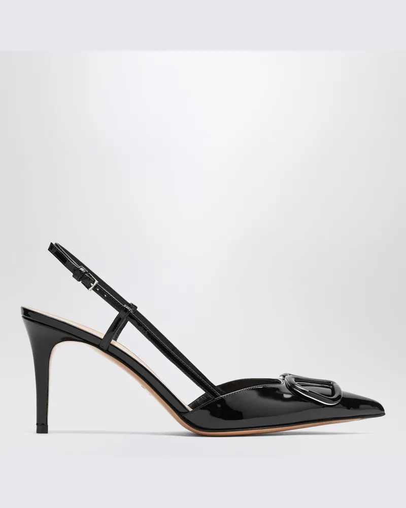 Valentino Garavani Slingback Vlogo aus schwarzem Lackleder Schwarz