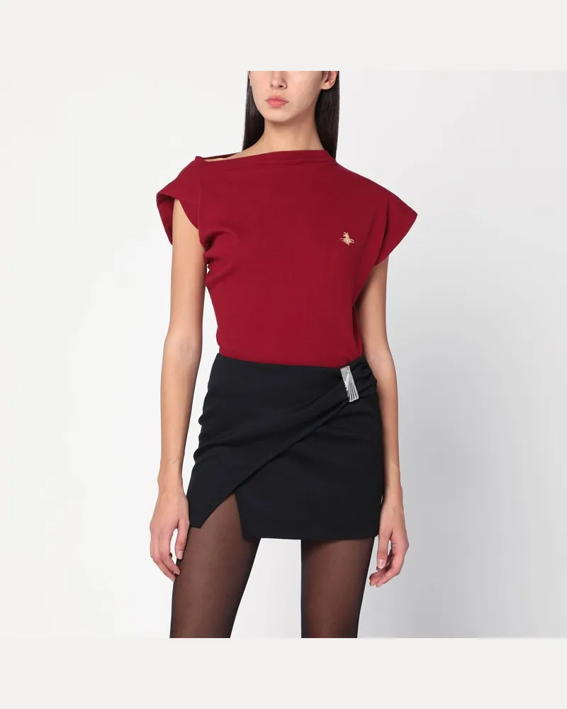 Vivienne Westwood Ziegelrotes asymmetrisches T-Shirt mit Orb-Logo Rot