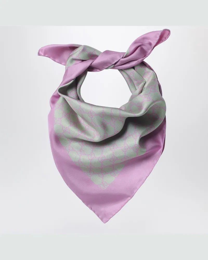 Gucci Seidentwill-Schal in Aqua-Grün und Rosa Multicolor