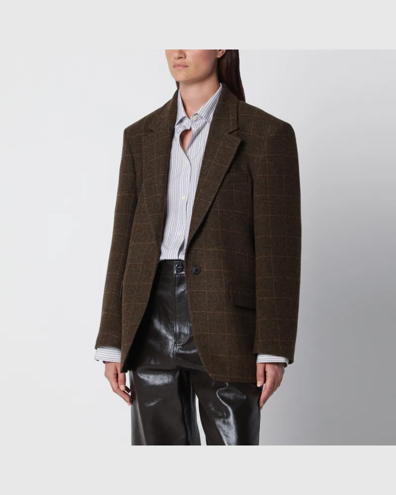Róhe Oversize-Blazer aus braun karierter Wolle Brown