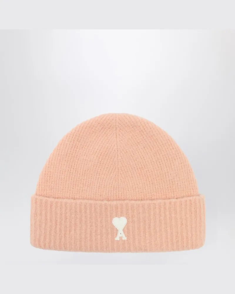AMI Paris Ami de Coeur Mütze in Puderfarbe aus Wolle Rosa