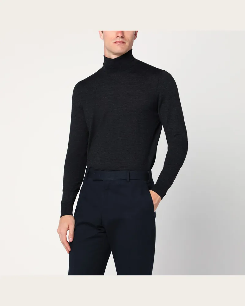 Drumohr  Rollkragenpullover in Kohlefarbe aus Wolle Grey