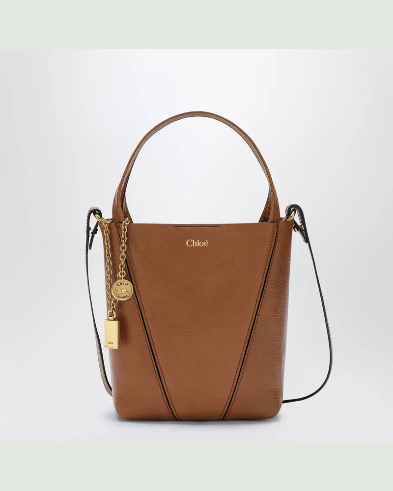 Chloé Kleine braune Ledertasche mit Drehverschluss Brown