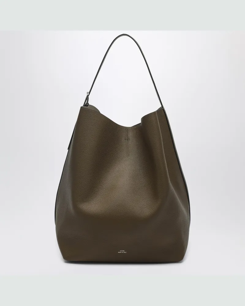 Totême Tote Bag aus genarbtem Leder in Taupe Brown