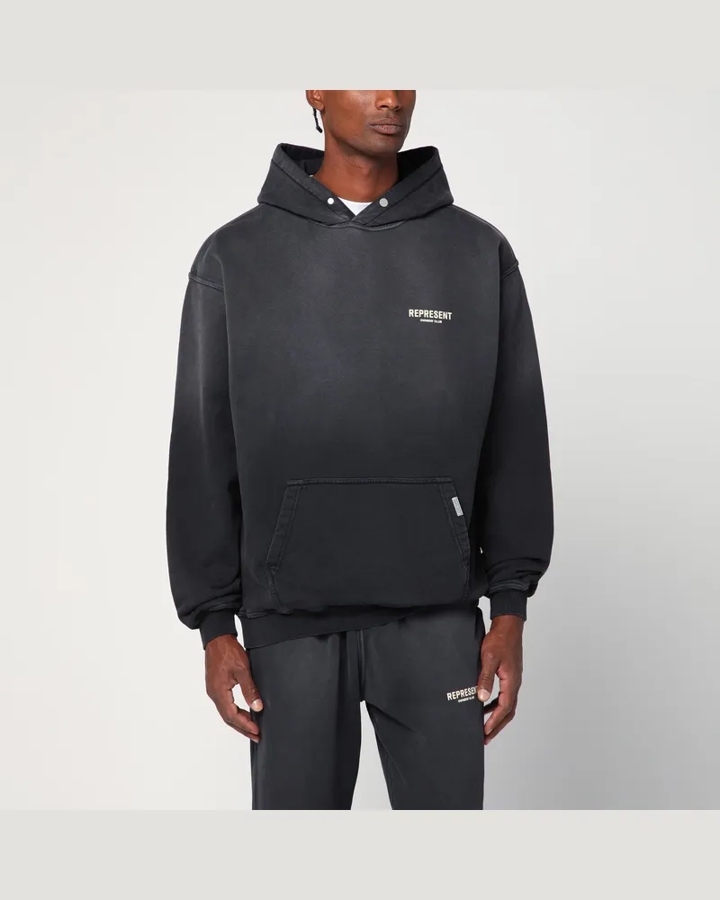REPRESENT Verwaschenes schwarzes Oversize-Kapuzen-Sweatshirt 