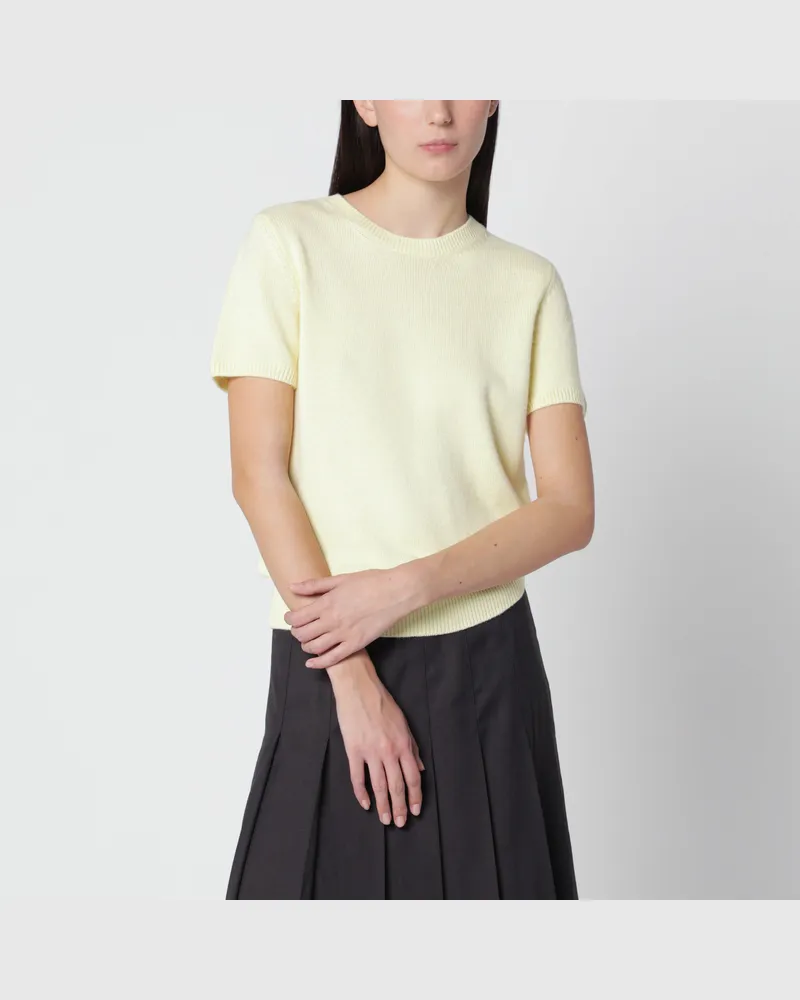 Dunst Light yellow short-sleeved top in wool blend Yellow