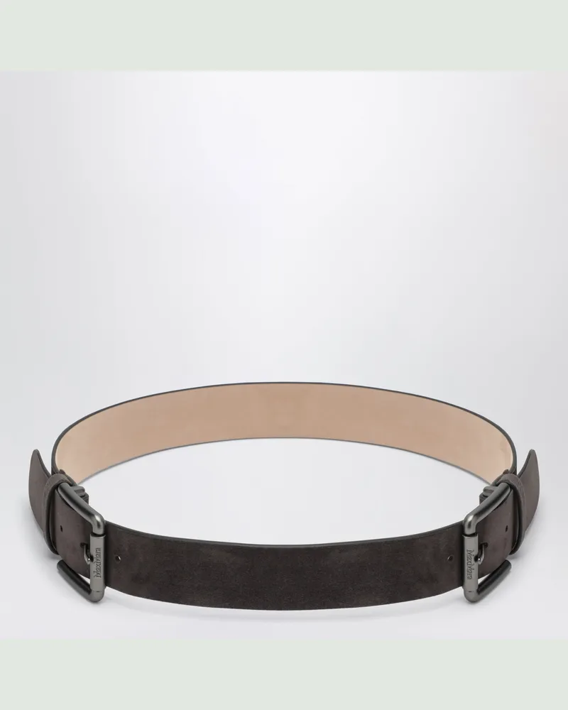 Max Mara Brauner Gürtel aus Veloursleder mit Nieten Brown