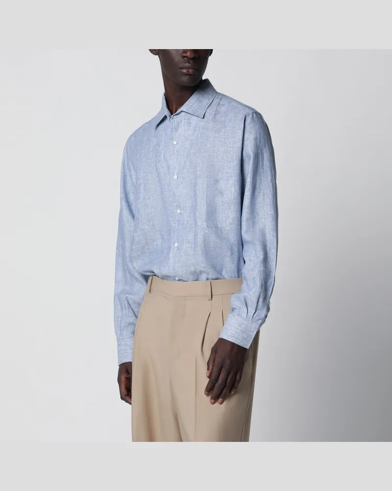 Loro Piana Hellblaues Leinenhemd Light