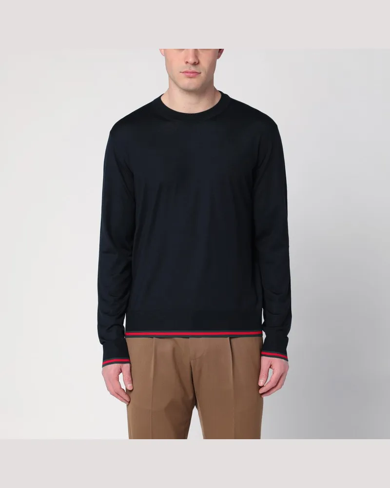 Gucci Dunkelblauer Pullover mit Webmuster Blau