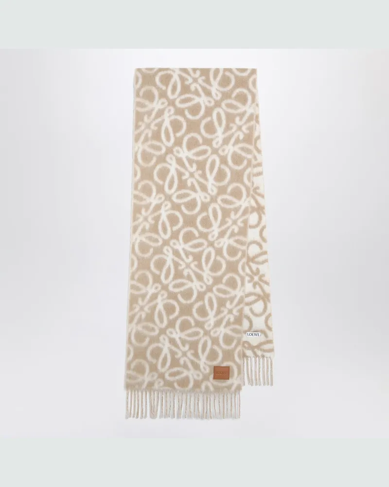 Loewe Beige/weißer Schal aus Alpaka-Woll-Mischung Beige