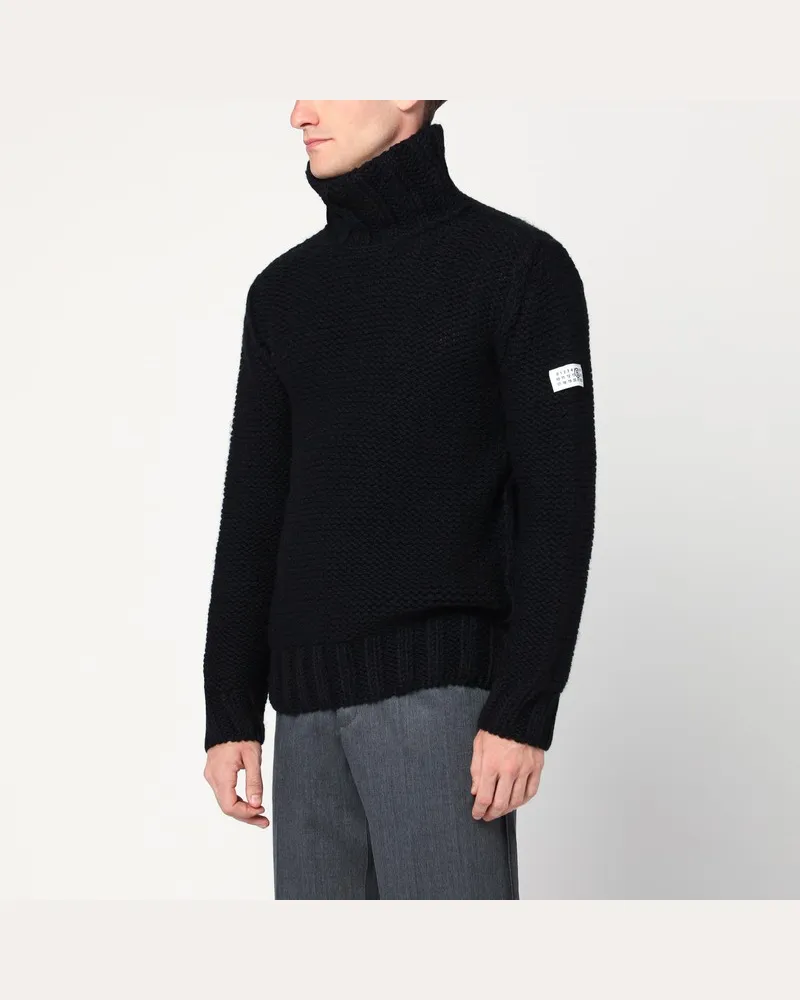 Maison Margiela Schwarzer Rollkragenpullover aus Wolle Schwarz