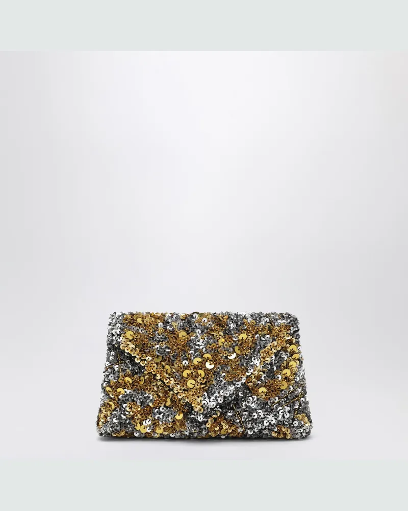 Dries van Noten Pochette mit silbernen/goldenen Pailletten Metal