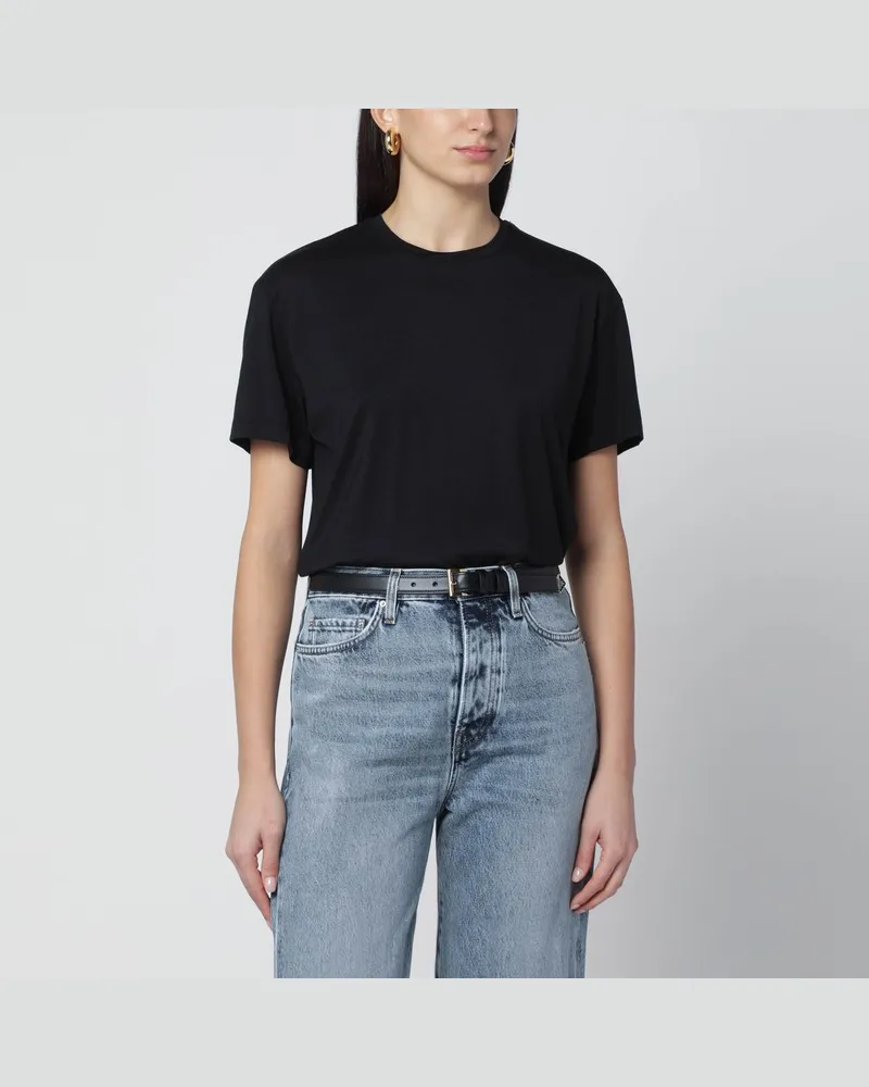 Totême Schwarzes T-Shirt aus Bio-Baumwollmix Schwarz