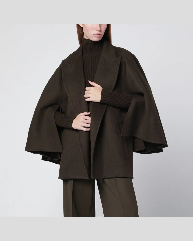 Max Mara Moosgrüner kurzer Wickelmantel Grün