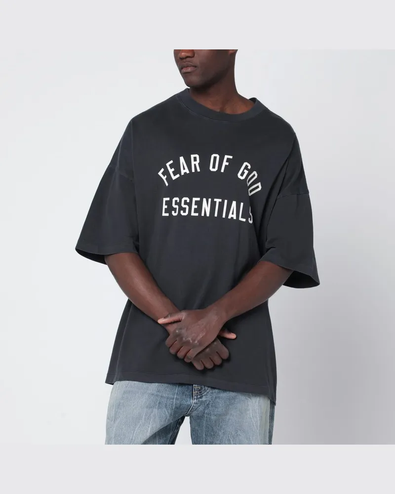 Fear of God Schwarzes ausgewaschenes T-Shirt mit Logoprint Schwarz