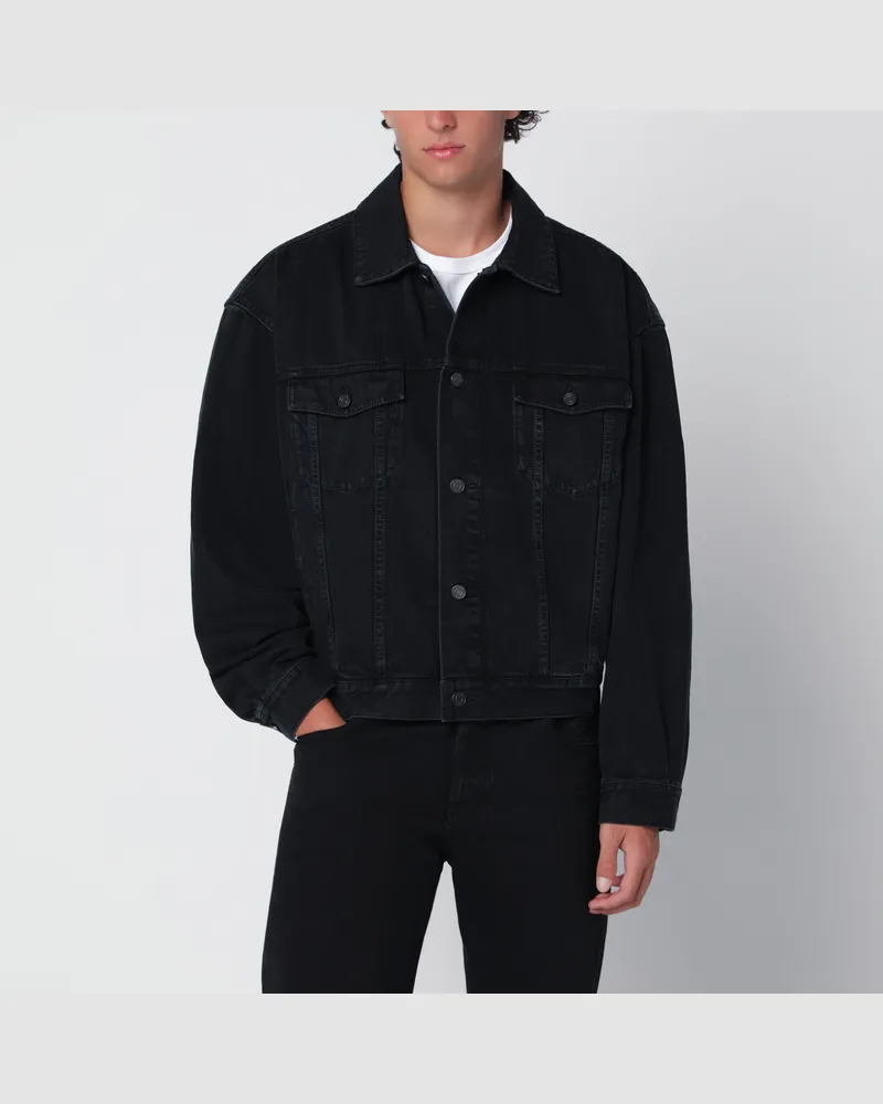 Saint Laurent Jacke aus verwaschenem schwarzem Denim Black