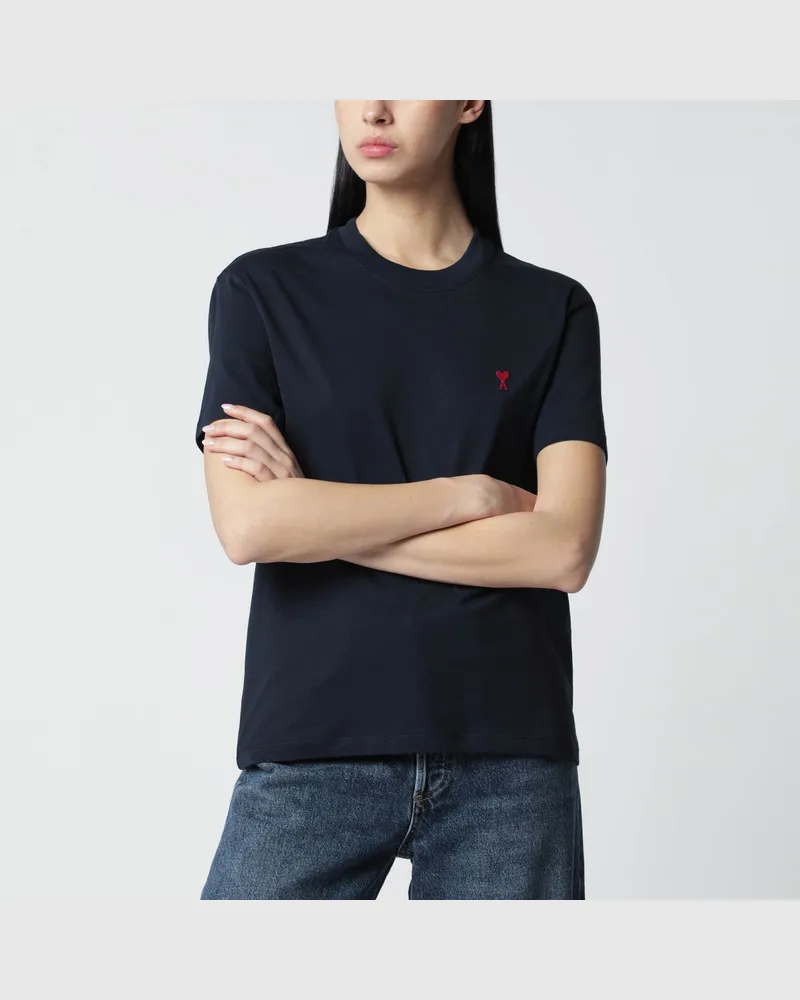 AMI Paris Mitternachtsblaues Ami De Coeur-T-Shirt Blue