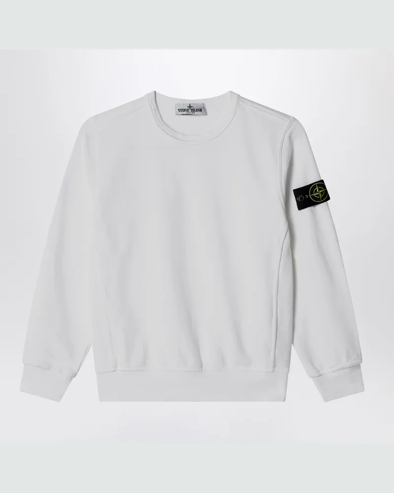 Stone Island Weißes Baumwoll-Sweatshirt mit Rundhalsausschnitt White