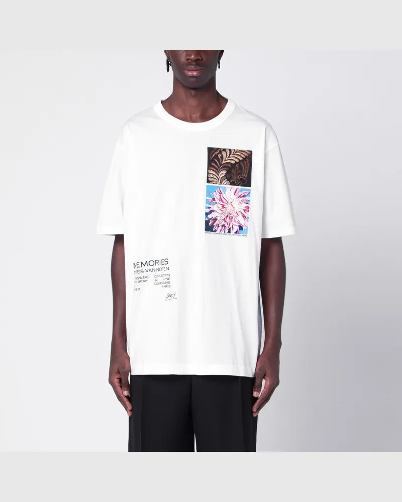 Dries van Noten Weißes Oversize-T-Shirt aus Baumwolle Weiß