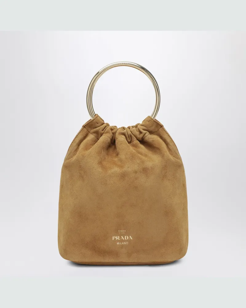 Prada Mini Beuteltasche aus zimtfarbenem Wildleder Brown