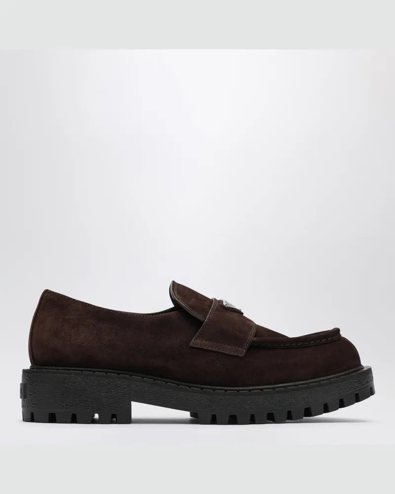 Prada Braune Mokassins aus Veloursleder Brown