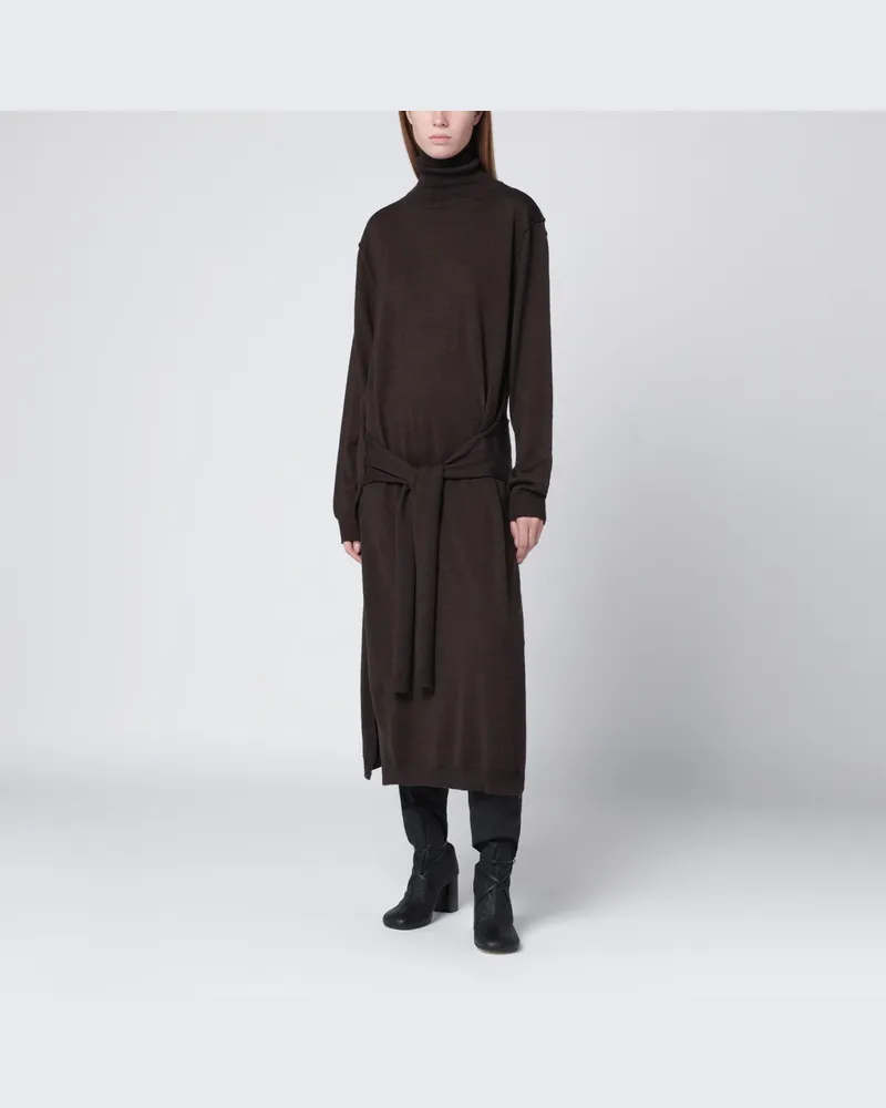 Christophe Lemaire Braunes Trompe-l'ail Kleid aus Wollmischung 