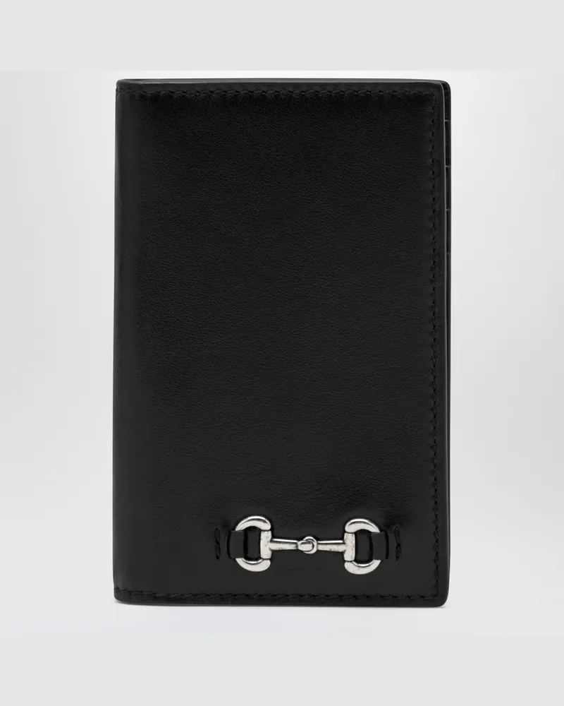 Gucci Schwarzer langer Kartenhalter mit Horsebit Black