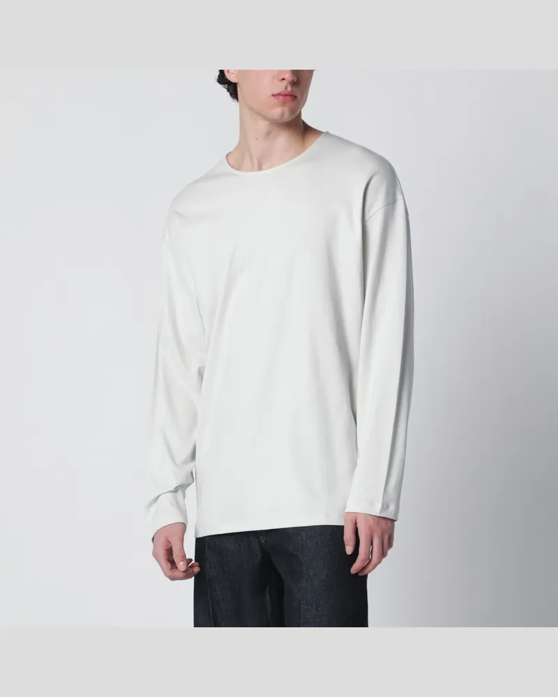 Christophe Lemaire T-Shirt in Kreidefarbe aus Baumwoll- und Seiden-Interlock White