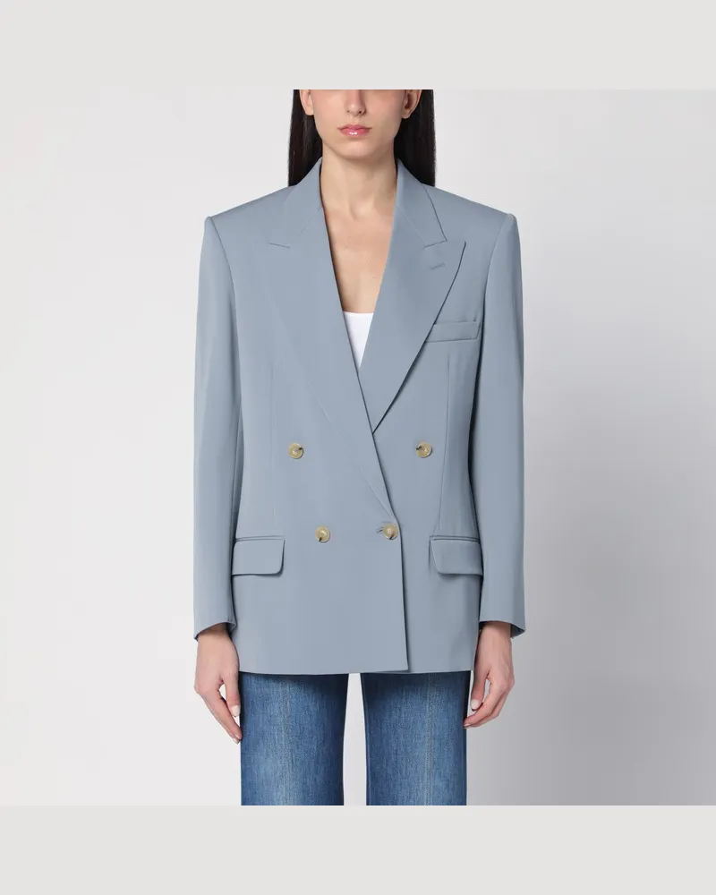 Stella McCartney Hellgraue zweireihige Jacke aus Wolle Grau