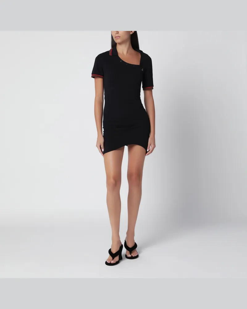 Vivienne Westwood Asymmetrisches Glory Polo-Minikleid Schwarz aus Baumwolle Black
